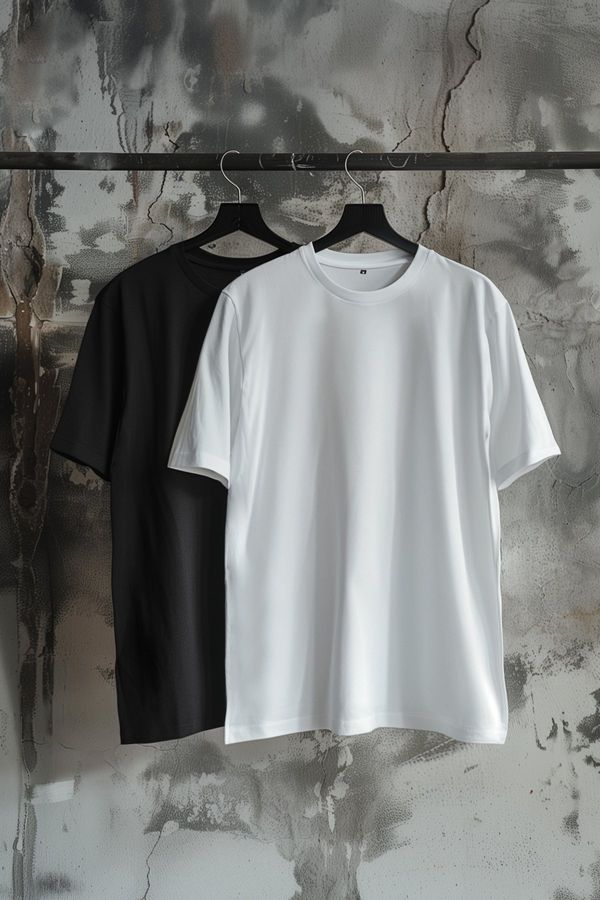 Trendyol Trendyol Black-Ecru Oversize 2-Pack Basic 100% Cotton T-Shirt