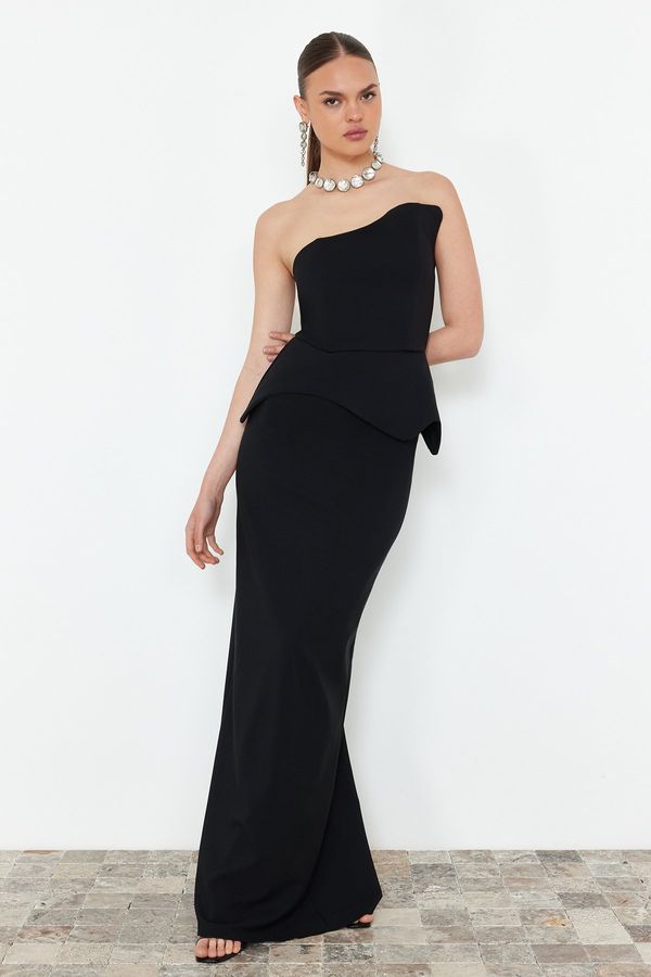 Trendyol Trendyol Black Fitted Woven Long Evening Dress