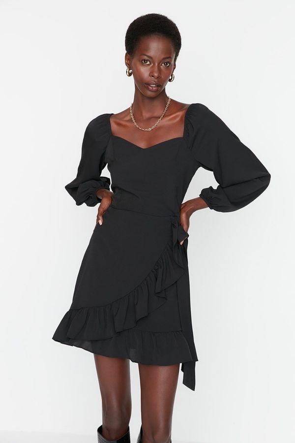 Trendyol Trendyol Black Flounce Super Mini Woven Dress