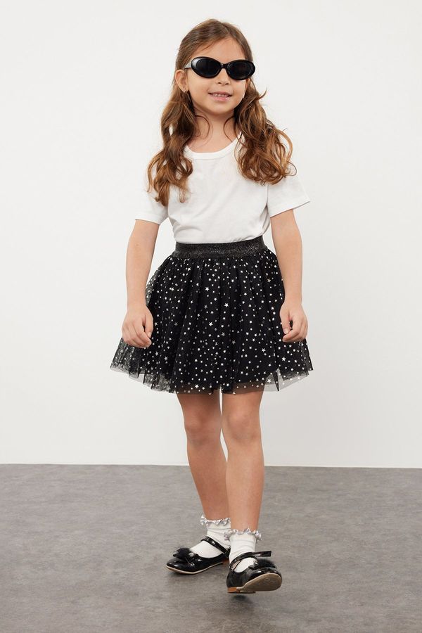 Trendyol Trendyol Black Girl Star Pattern Tutu Mini Skirt
