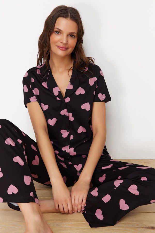 Trendyol Trendyol Black Heart Knitted Pajama Set