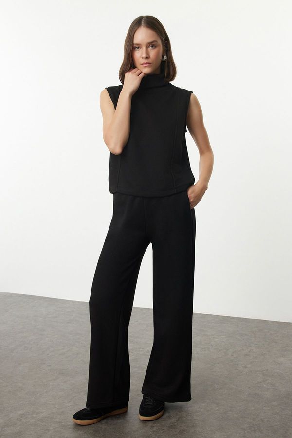 Trendyol Trendyol Black Knitted Collar Detailed Thick Knitted Blouse and Trousers Top and Bottom Set