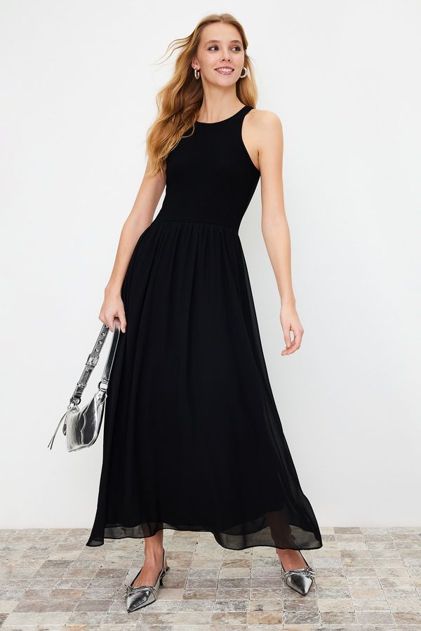 Trendyol Trendyol Black Midi Knitted Woven Mixed Dress