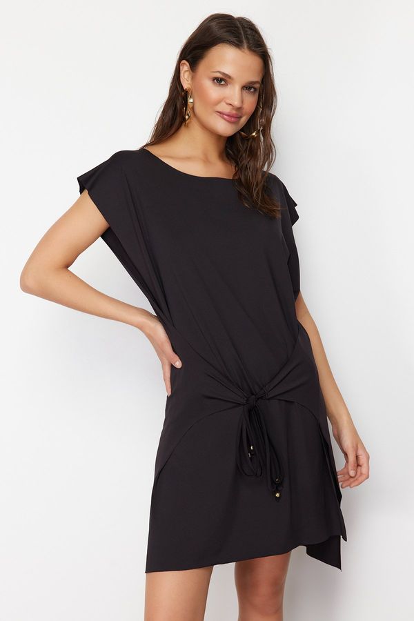 Trendyol Trendyol Black Mini Knitted Tie Beach Dress