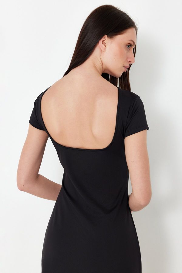 Trendyol Trendyol Black More Sustainable A-line/Bell Form Stretchy Knitted Mini Dress