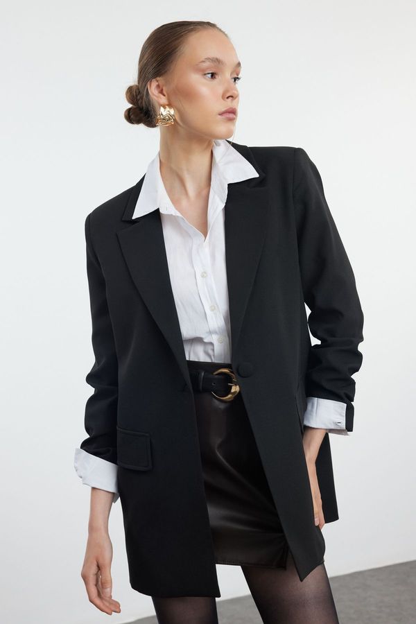 Trendyol Trendyol Black Oversize Lined Blazer Jacket