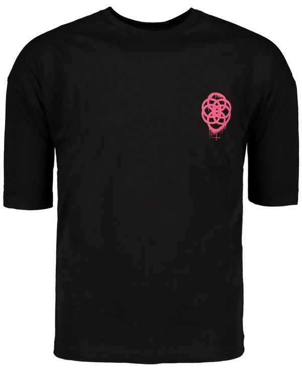 Trendyol Trendyol Black Oversize/Wide Cut Geometric Printed 100% Cotton T-Shirt