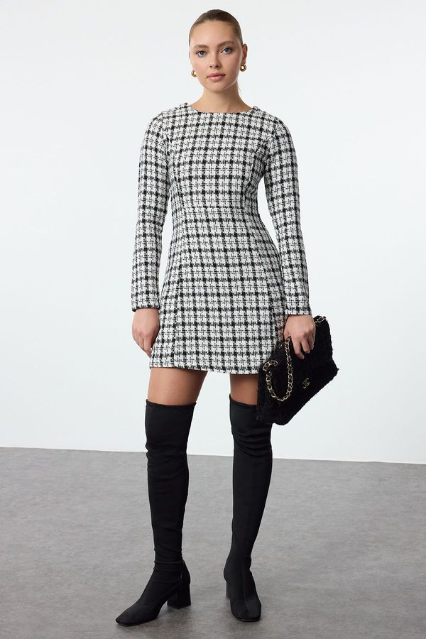 Trendyol Trendyol Black Plaid / Checkered A-Line Mini Woven Dress