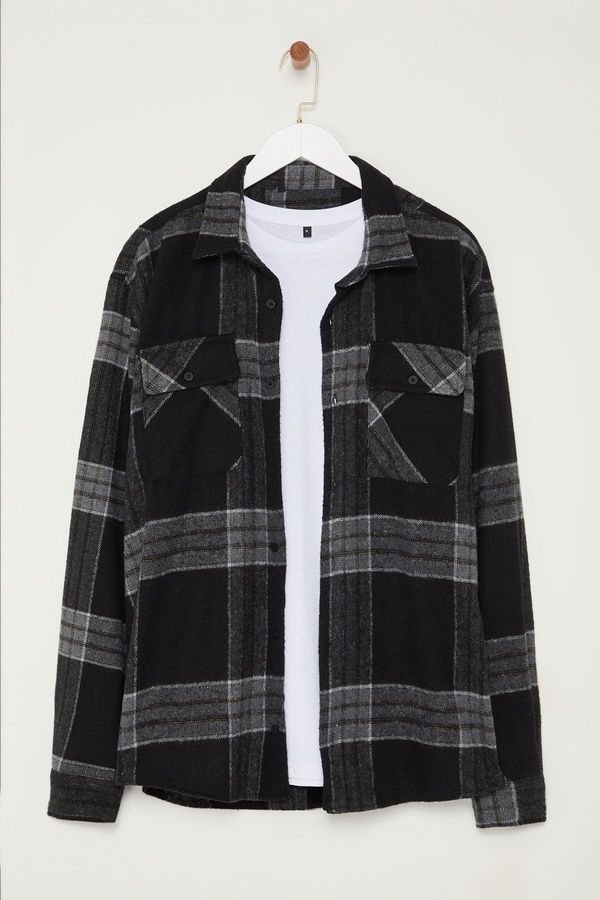 Trendyol Trendyol Black Plaid Lumberjack Winter Plus Size Shirt