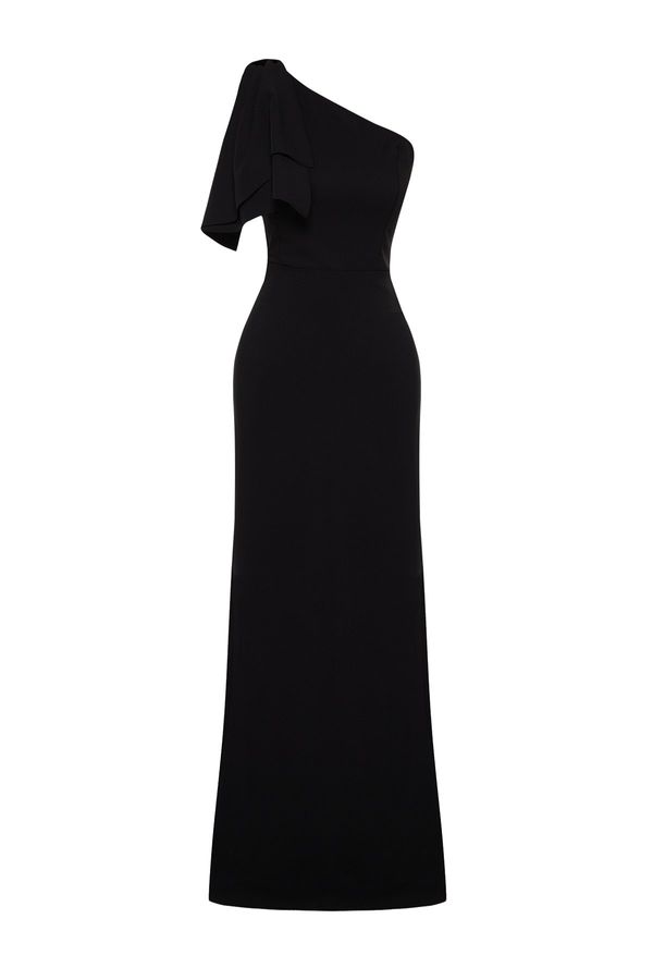 Trendyol Trendyol Black Plain Fitted Woven Evening Dress & Prom Dress