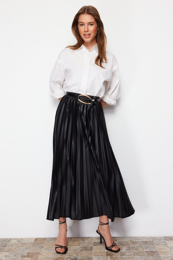 Trendyol Trendyol Black Pleated Woven Skirt