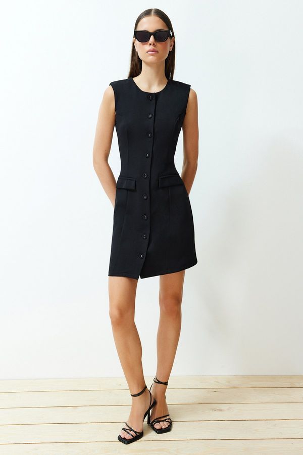 Trendyol Trendyol Black Pocket Detailed Mini Woven Jacket Dress