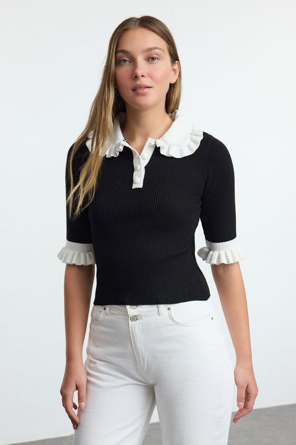 Trendyol Trendyol Black Polo Neck Knitted Sweater