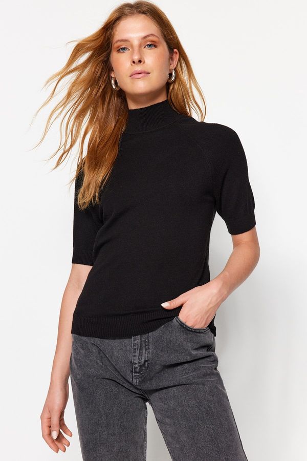Trendyol Trendyol Black Premium Thread / Special Thread Basic Knitwear Blouse with Soft Touch