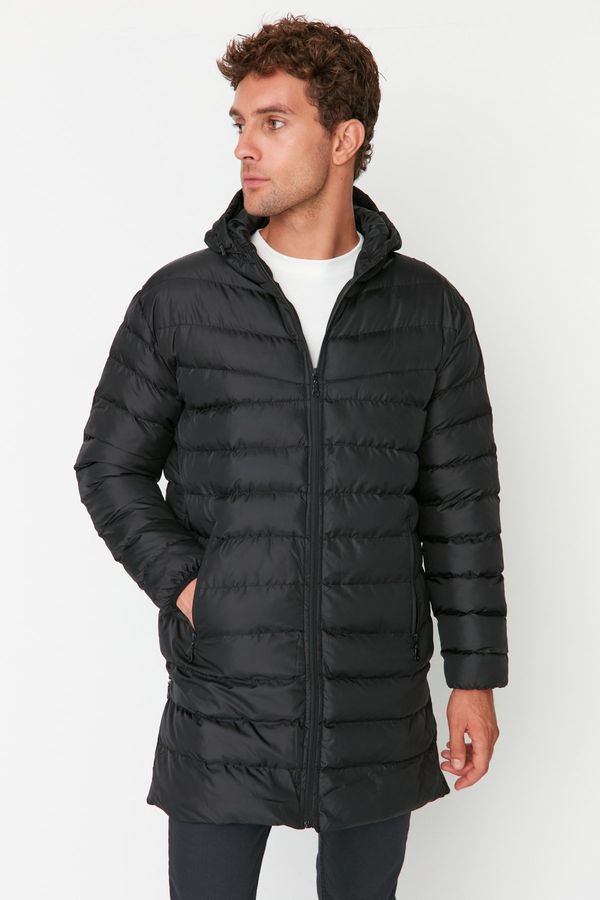 Trendyol Trendyol Black Regular Fit Side Zippered Wind Resistant Winter Jacket