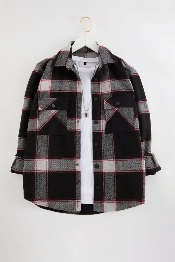 Trendyol Trendyol Black Regular Fit Winter Checkered Lumberjack Shirt Jacket