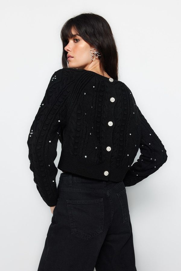 Trendyol Trendyol Black Reversible Knitwear Sweater-Cardigan