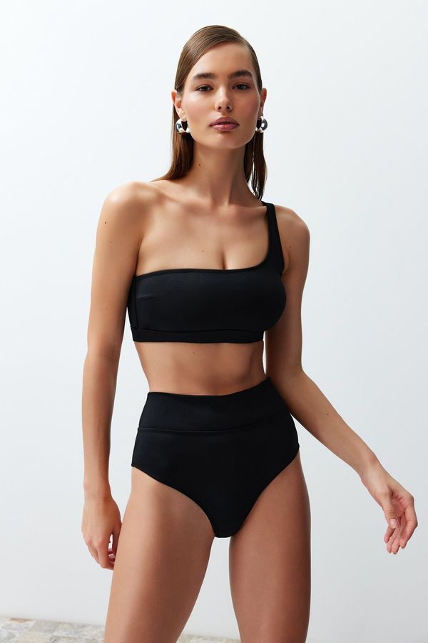 Trendyol Trendyol Black Single Shoulder High Waist Regular Bikini Set