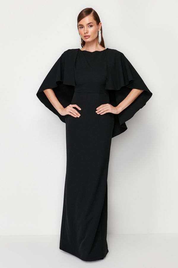 Trendyol Trendyol Black Sleeve Detailed Woven Evening Dress