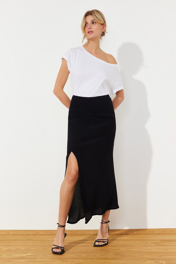 Trendyol Trendyol Black Slit Maxi Length Woven Skirt