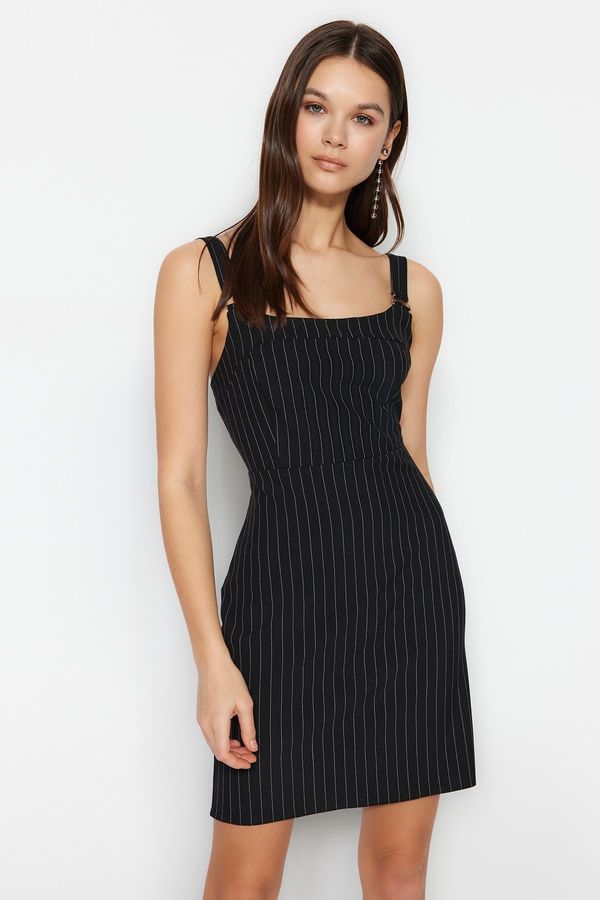 Trendyol Trendyol Black Striped Strap A-Line/A-Line Form Mini Woven Dress