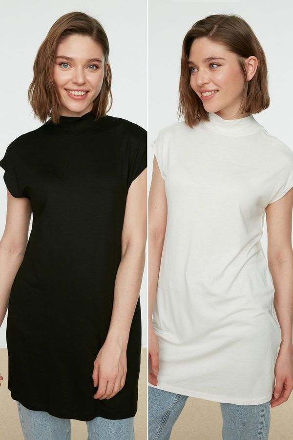 Trendyol Trendyol Black-White 2-Pack Stand Collar Sleeveless Underwear Liner Tunic