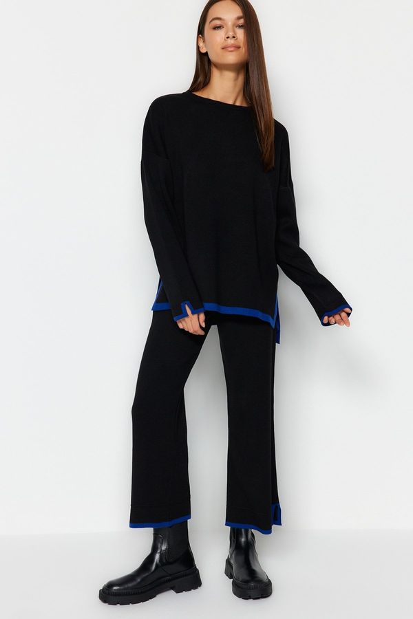 Trendyol Trendyol Black Wide fit Contrast Colored Knitwear Top-Upper Set
