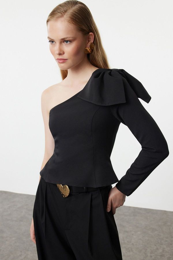 Trendyol Trendyol Black Woven Bow Blouse