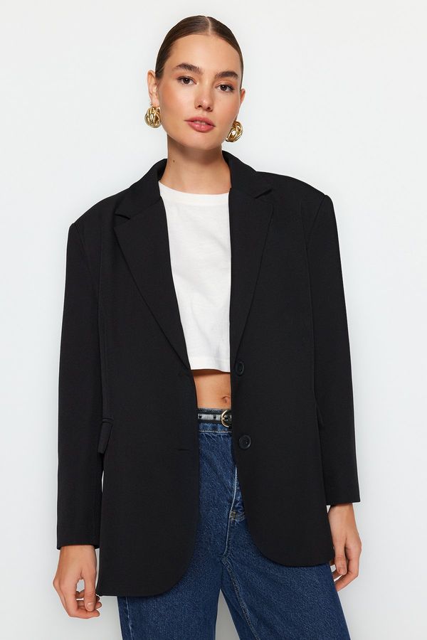 Trendyol Trendyol Black Woven Extra Oversized Blazer Jacket