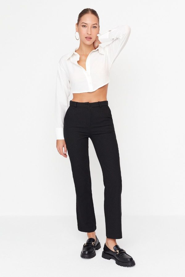 Trendyol Trendyol Black Woven High Waist Trousers