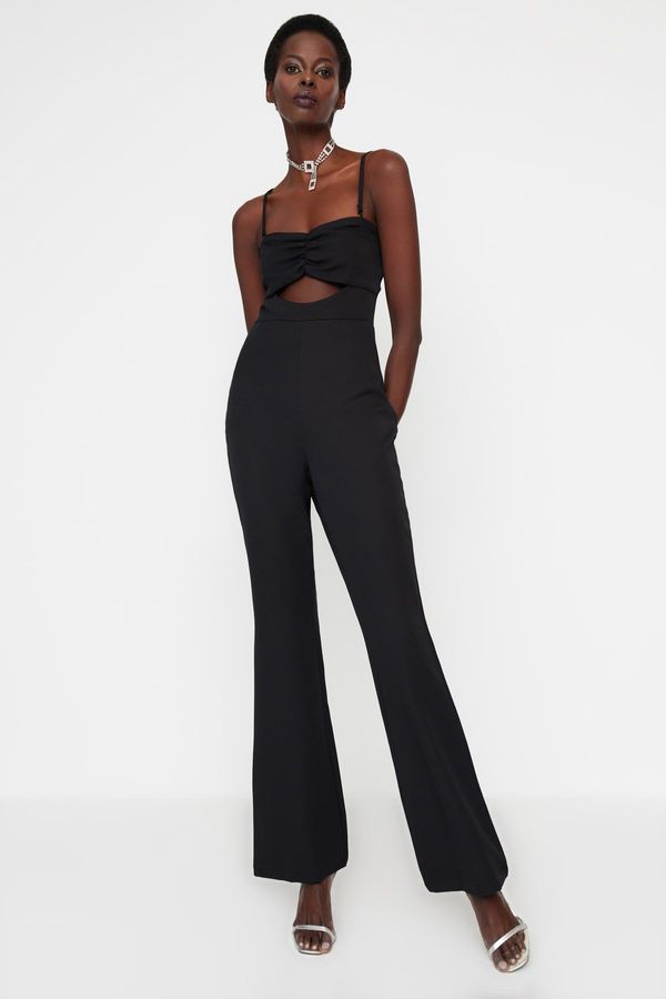 Trendyol Trendyol Black Woven Overalls with Window/Cut Out Detail