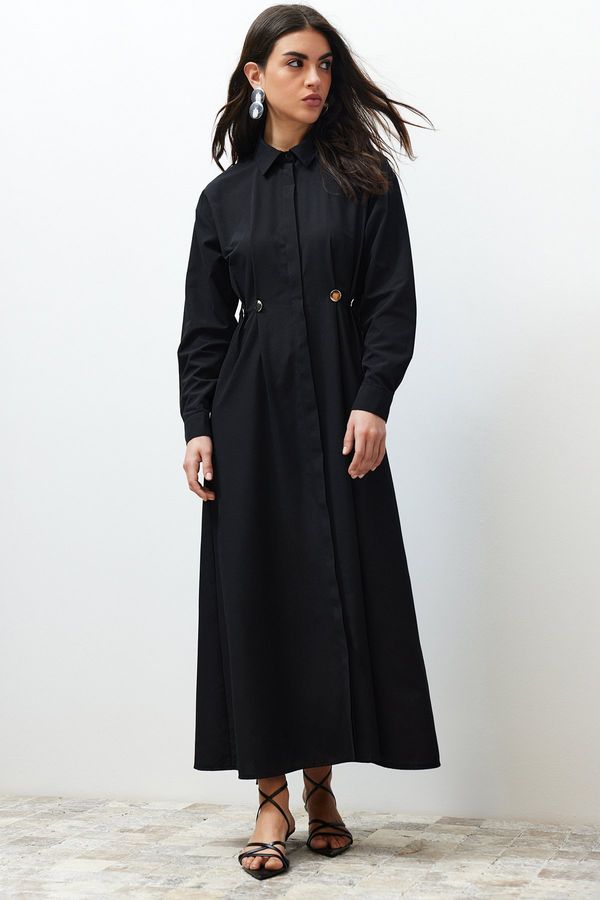 Trendyol Trendyol Black Woven Shirt Dress with Accessory Detail on the Waist