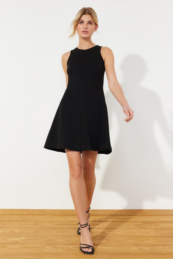 Trendyol Trendyol Black Zero Sleeve Skater/Waist Open Knitted Mini Dress