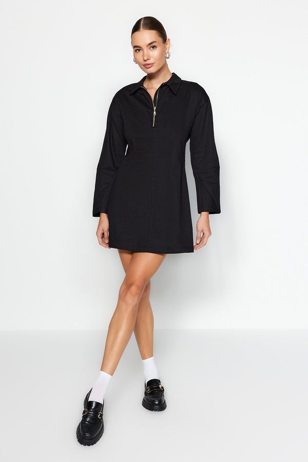 Trendyol Trendyol Black Zippered Mini Woven Dress