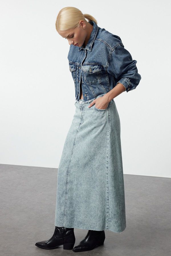 Trendyol Trendyol Blue 100% Tencel™ Maxi Denim Skirt