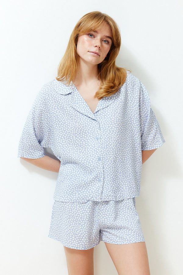 Trendyol Trendyol Blue Polka Dot Viscose Woven Pajama Set