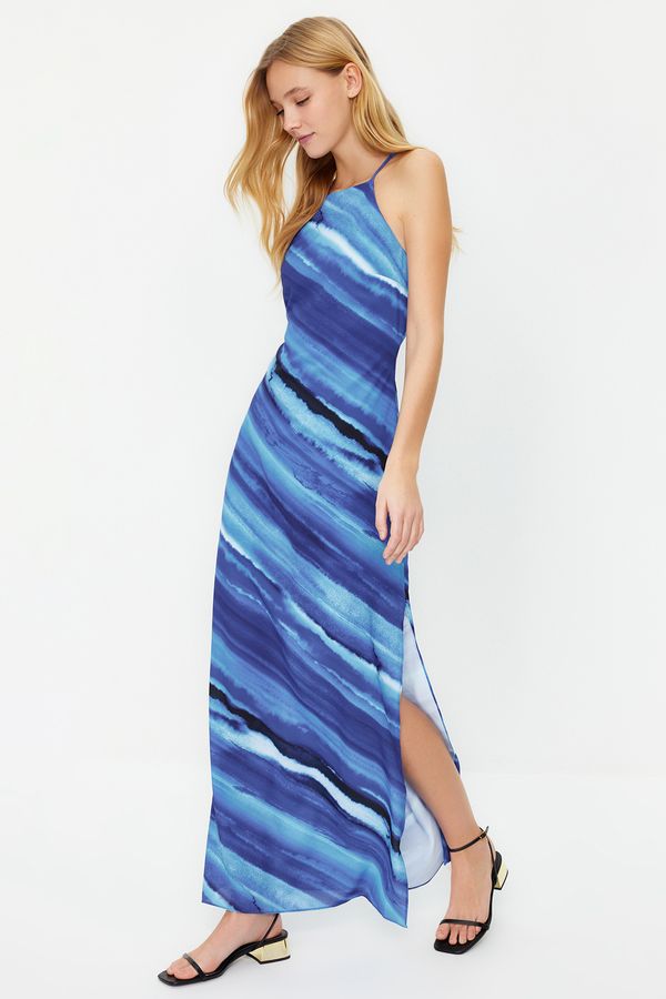 Trendyol Trendyol Blue Sleeveless Shift/Straight Cut Maxi Lined Woven Dress