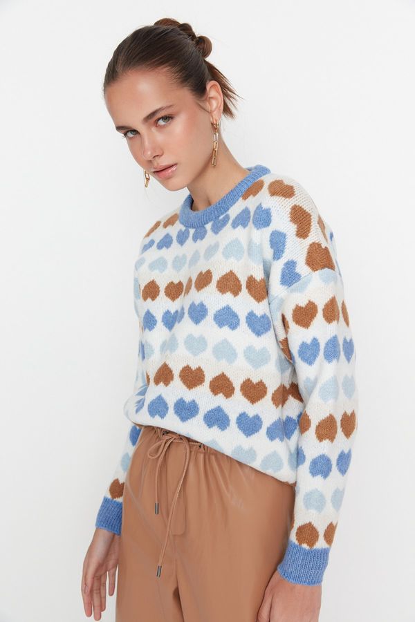 Trendyol Trendyol Blue Soft Textured Patterned Knitwear Sweater