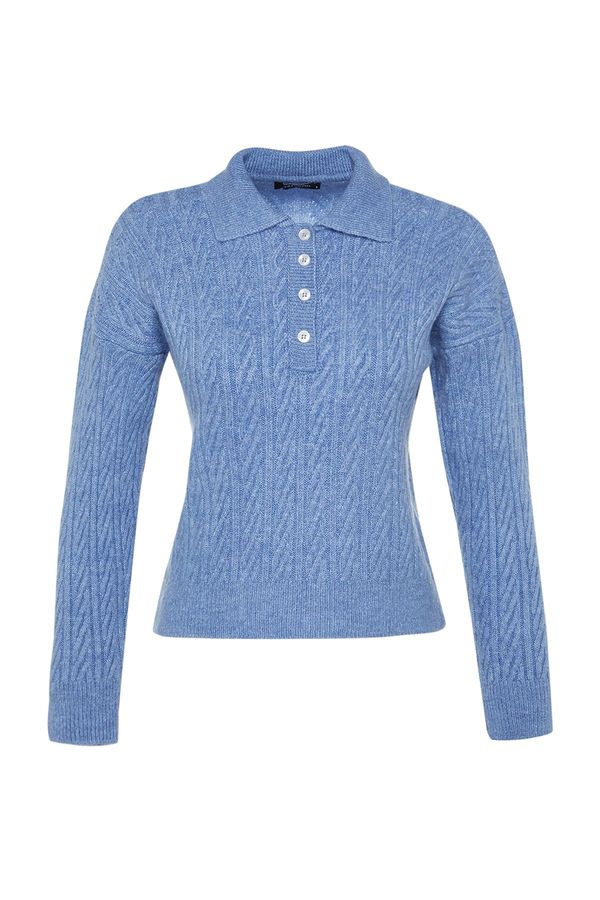 Trendyol Trendyol Blue Wide Fit Soft Textured Knitwear Sweater