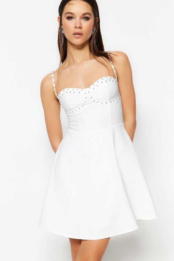 Trendyol Trendyol Bridal Evening Dress in Ecru with Open Waist/Skater Lined Woven Bridal Evening Dress