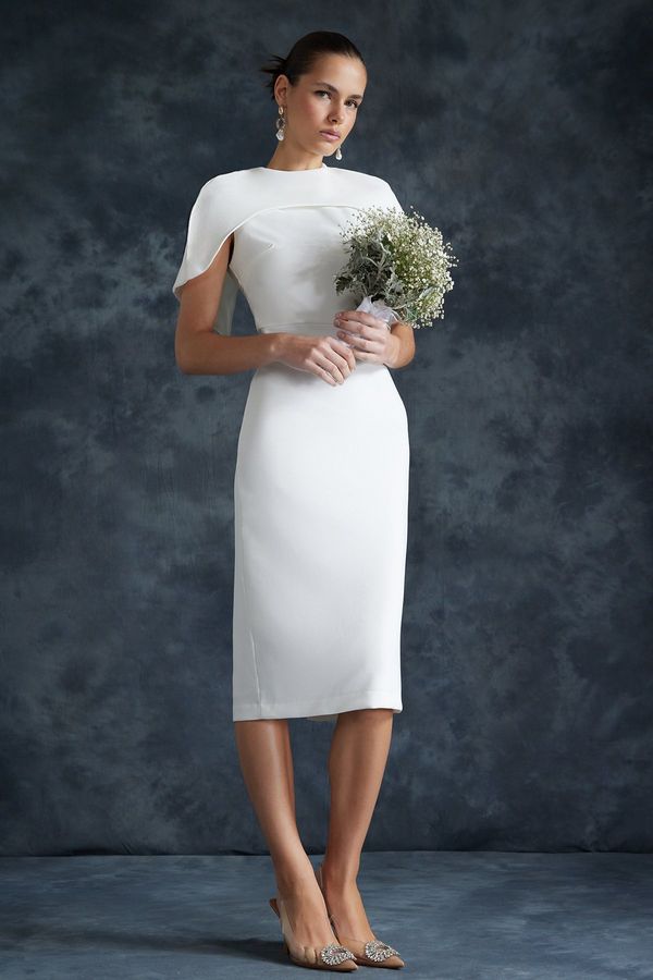 Trendyol Trendyol Bridal White Sleeve Detail Wedding/Nikah Elegant Evening Dress