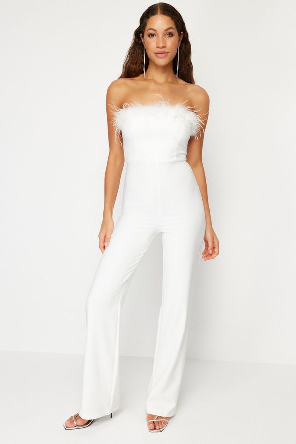 Trendyol Trendyol Bridal White Wide Leg Woven Fitted Jumpsuit