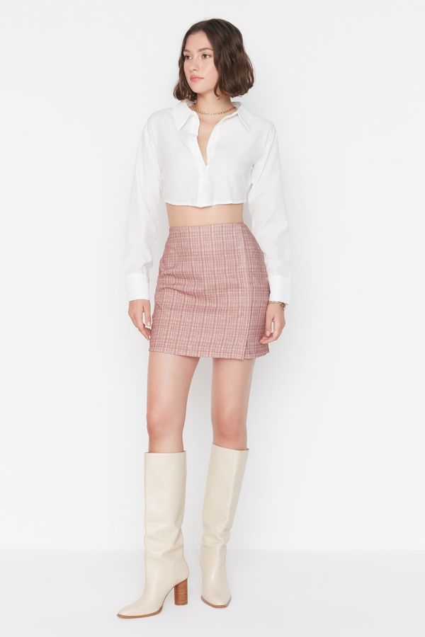 Trendyol Trendyol Brown A-Line Weave Mini Plaid Skirt