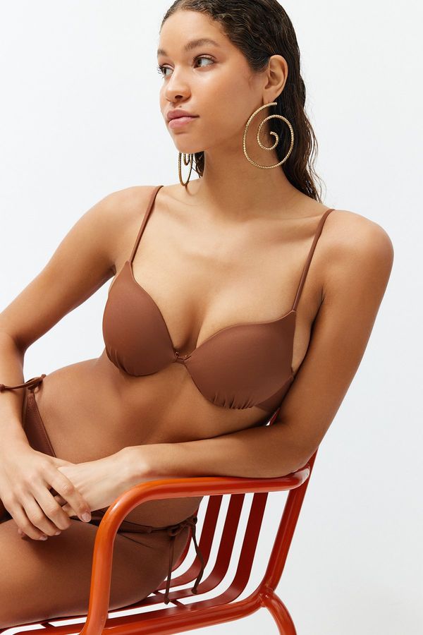 Trendyol Trendyol Brown Balconette Push Up Bikini Top