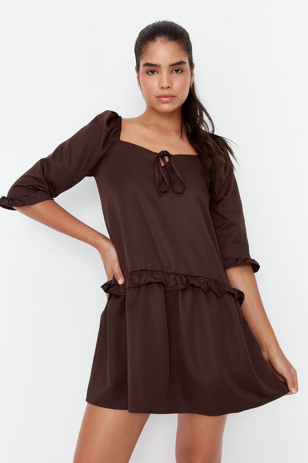 Trendyol Trendyol Brown Frilly Woven Dress