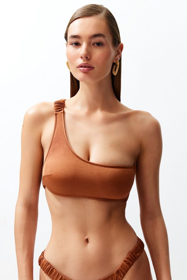 Trendyol Trendyol Brown One-Shoulder Gathered Bikini Top