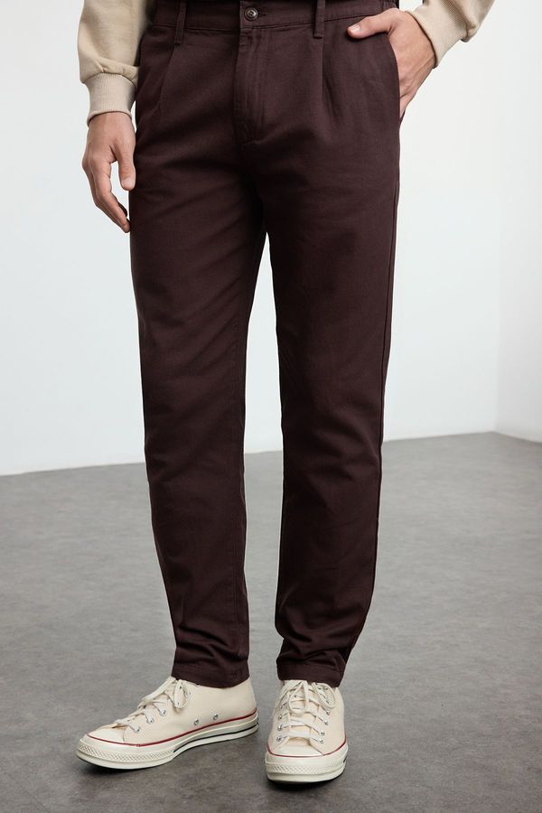 Trendyol Trendyol Brown Pleated Detailed Elastic Waist Chino Trousers