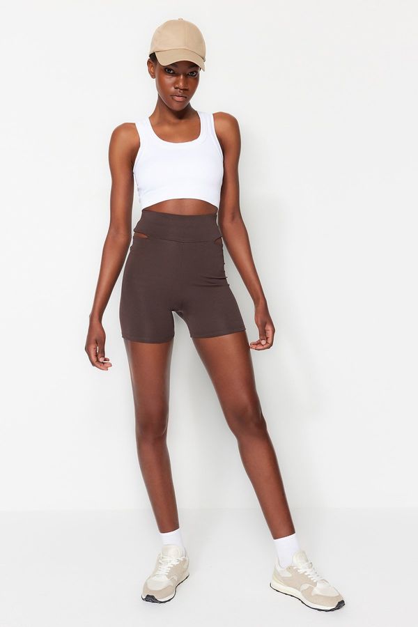 Trendyol Trendyol Brown Sports Shorts Tights with Concentrator Window/Cut Out Detail