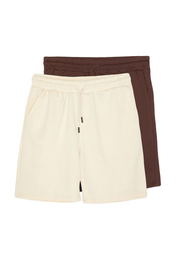 Trendyol Trendyol Brown-Stone Basic Regular/Normal Fit Plain 2-Pack Shorts