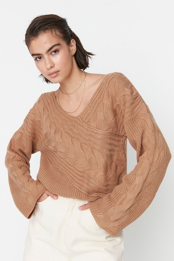 Trendyol Trendyol Camel Collar Detailed Knitwear Sweater